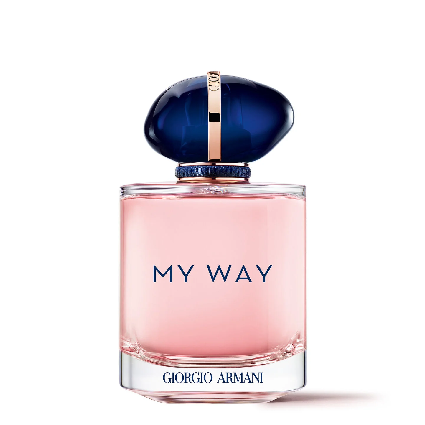Giorgio Armani My Way Eau de Parfum bottle elegantly displayed with visual hints of its key floral notes like tuberose and orange blossom.