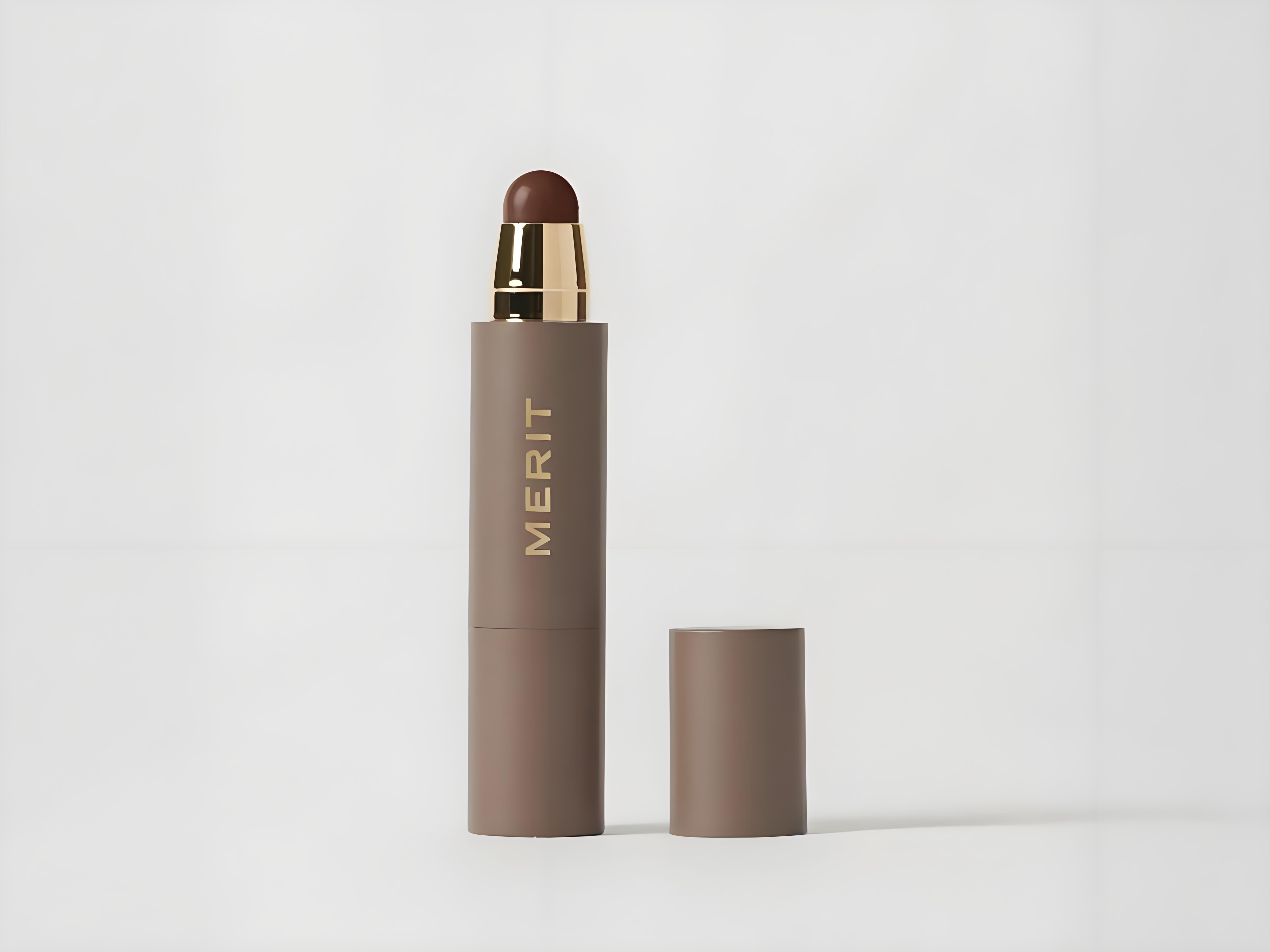 Merit The Minimalist complexion stick swatch and blending